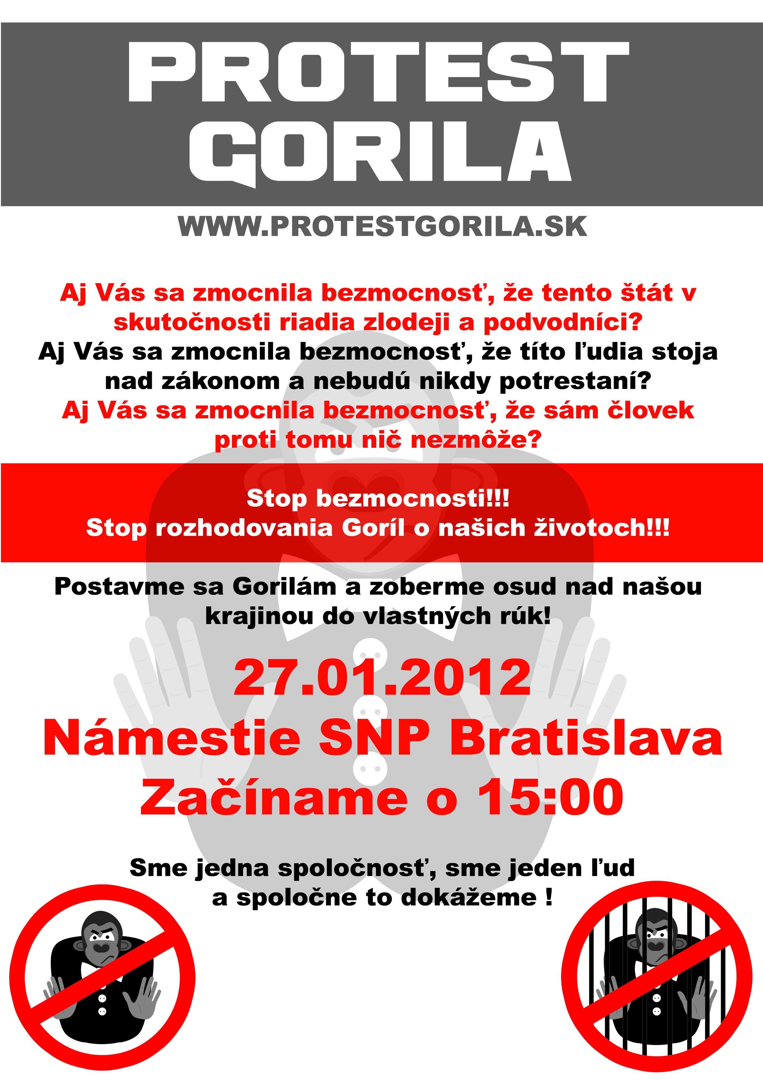 Protest gorila prvý plagát 27.1.2026
